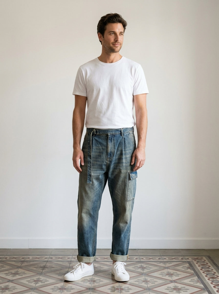 Oren Trousers - Harem Denim - Dirty Blue