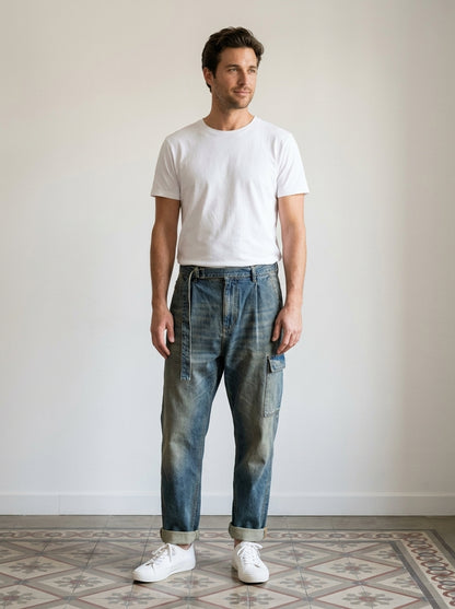 Oren Trousers - Harem Denim - Dirty Blue