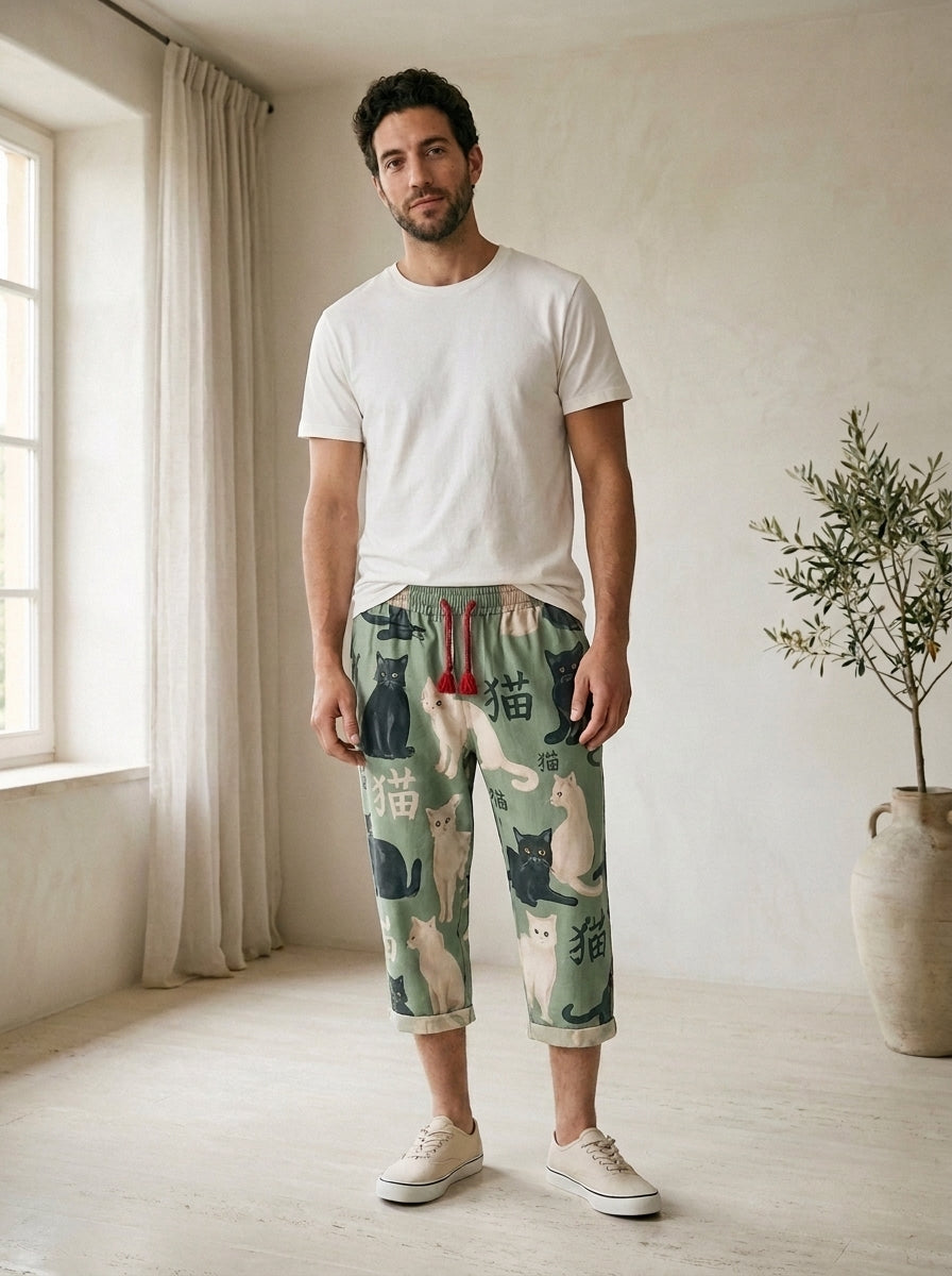 Pantalon 7/8 imprimé Neko Kaito