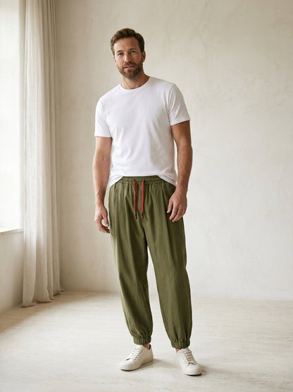 Yumiko Trousers - Light Linen Blend - Green