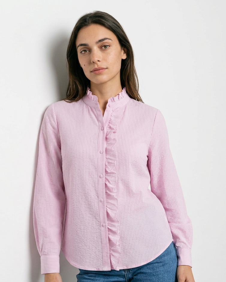 Zeno Blouse - Stand-Collar in Pink - studio 1 pink