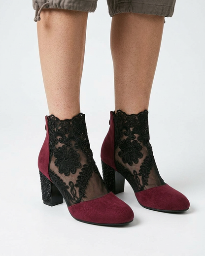 Dael Boots - Block-Heel Leather in Wine red - studio 2