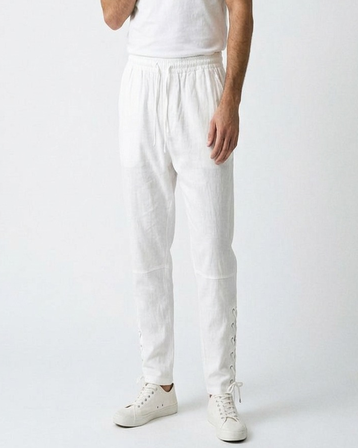 Jaan Trousers - Relaxed Linen in White - studio 2