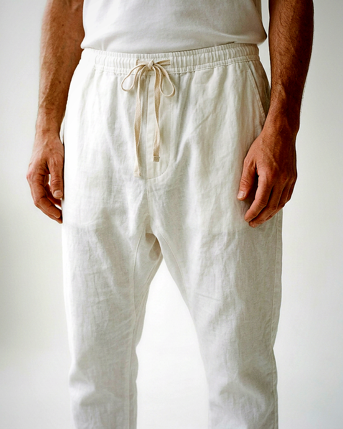 Marsh Trousers - Relaxed Linen in White - studio 2