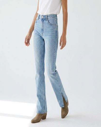 Tael Jeans - Straight-Leg High-Waist Zip Denim in Light Blue - studio 2